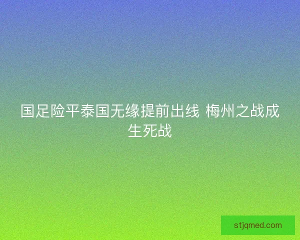 国足险平泰国无缘提前出线 梅州之战成生死战